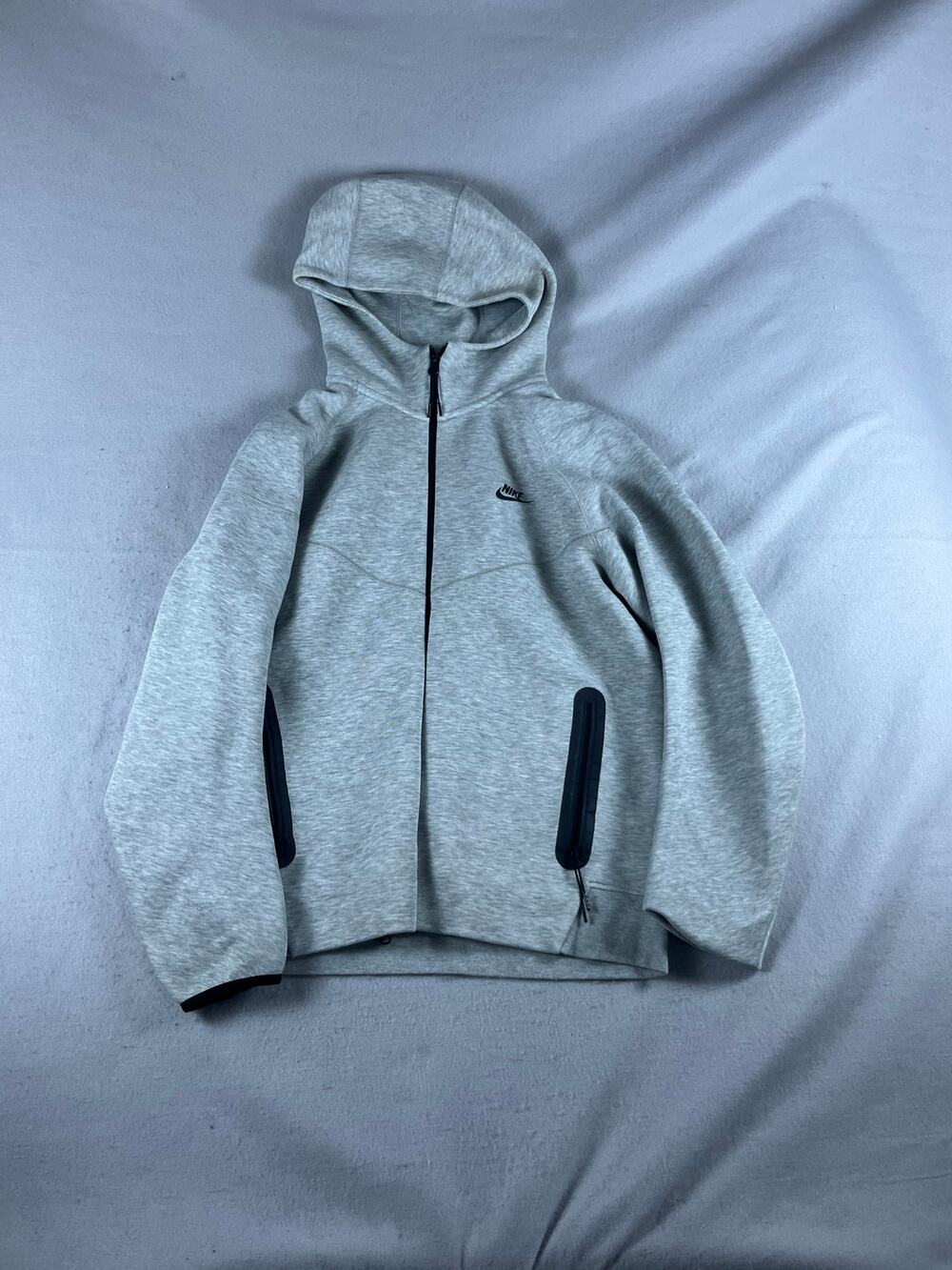 Nike Tech Fleece Hoodie Mens L Gray Full Zip Funnel Neck Raglan Athletic Sports